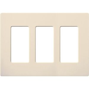 Lutron CW-3-LA Claro 3-Gang Screwless Wall Plate, Light Almond