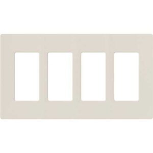 Lutron CW-4-LA Claro 4-Gang Screwless Wall Plate, Light Almond