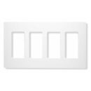 Lutron CW-4-WH Claro 4-Gang Screwless Wall Plate, White