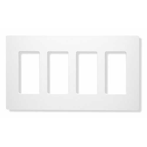 Lutron CW-4-WH Claro 4-Gang Screwless Wall Plate, White
