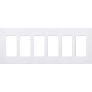 Lutron CW-6-WH Claro 6-Gang Screwless Wallplate, White