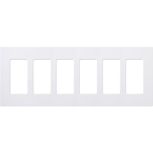 Lutron CW-6-WH Claro 6-Gang Screwless Wallplate, White