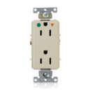 Leviton D8200-IGI Spec HG TR Duplex No Strap/Ear 20A 125V Wall Plate Insert, Ivory
