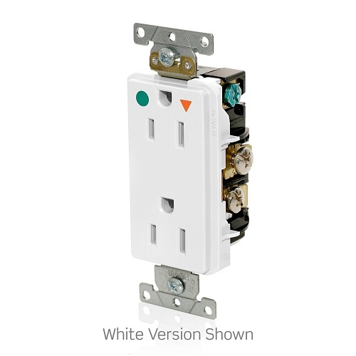 Leviton D8200-IGR Hospital Grade Decora Plus Duplex Receptacle