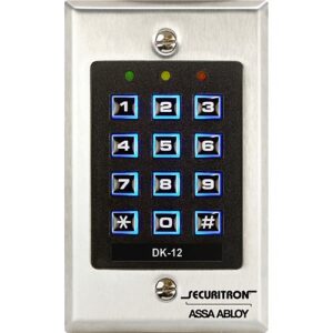 Securitron DK-12 Digital Keypad, Stainless-Steel Backplate with 12 Illuminated Keys