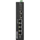 Hikvision DS-3T0506HP-E/HS 4-Port Hardened Unmanaged Gigabit PoE Switch, 22Gbps, Black