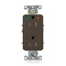 Leviton DT820-IGB Duplex Receptacle with High-Grade Isolation Ground, 2 Pole, 3 Wire, 15A, 125V, Brown