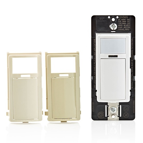 Leviton DVS05-1LZ Vacuum Sensor with 600W Incandescent 300W LED Options, Available in White, Ivory, and Lavender