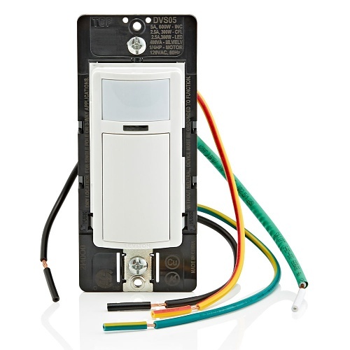 Leviton DVS05-1LZ Vacuum Sensor with 600W Incandescent 300W LED Options, Available in White, Ivory, and Lavender