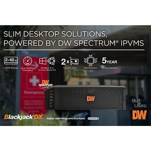 Digital Watchdog DW-BJDX1120T-LX Blackjack DX1 NVR with DW Spectrum, 80Mbps, Linux OS, 20TB HDD