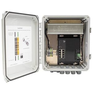 EtherWAN EASYPOE4P-PMT EasyPoE Lite Series NEMA Rated Cabinet with 4-Port 10/100/1000BASE-T PoE, 1-Port 10/100/1000BASE-T RJ45 and Surge Suppressor with Pole Mount Kit