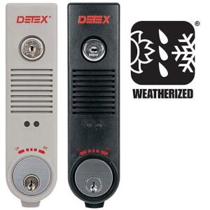 Detex EAX-500WBKMC65AA Battery Powered Door or Wall Mount Exit Alarm, 500W, Factory Installed Cylinder