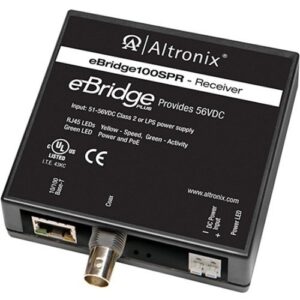Altronix EBRIDGE100SPR EoC Single Port Receiver, 100Mbps, Generates PoE/PoE+/Hi-PoE 60W, 51/56VDC, Used with EBRIDGE200WPM or EBRIDGE4SPT (Replaces EBRIDGE1SPR)