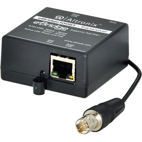 Altronix eBridge100ST EoC Single-Port Small Transceiver, 100Mbps, Passes PoE/PoE+, Requires Compatible Receiver