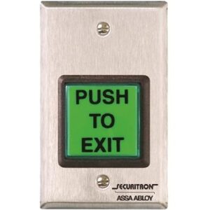 Securitron EEB2 Emergency Exit Button with 30 Second Release, Single Gang, Interchangeable Green, Red, and Handicap Lenses