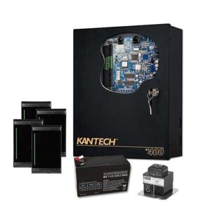 Kantech EK-400-MTSG Access Control Expansion Kit, 7-Piece, (1) KT-400 Controller, (4) KT-SG-MT Readers, (1) TR1675 Transformer, (1) KT-BATT-12 Battery