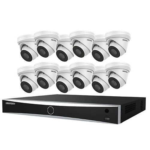 Hikvision EKI-K164T812A 16-Channel 8MP NVR with 4TB HDD and 12x 8MP Turret Cameras with 2.8 mm Lens Kit