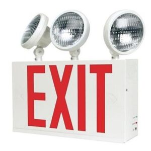 Mircom EL-7027BR-NYC LED Emergency Exit Sign Combo with Adjustable Heads, Thermoplastic Shell, 120 Minute Battery Backup, NYC Approved, Red