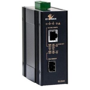 EtherWAN EL2242-V1B Hardened Gigabit PoE to 100/1000BASE-X SFP Media Converter
