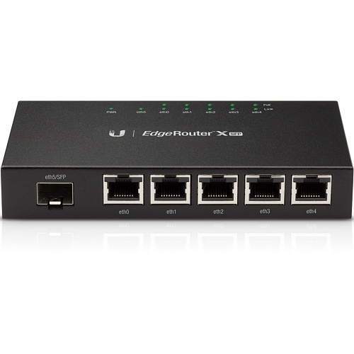 Ubiquiti ER-X-SFP Compact Powerful Router Sporting, 5-Port Gigabit RJ45 with Passive PoE Support and 1-Port SFP