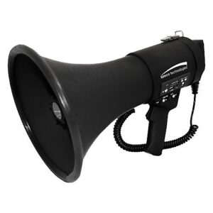 Speco ER390UMB 20W Deluxe Megaphone with Siren, USB Recording and External Mic, Matte Black