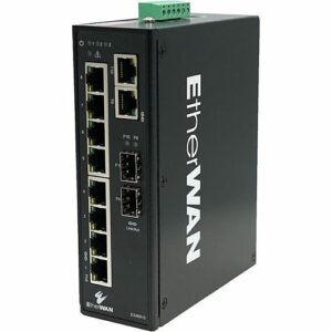 EtherWAN EX46910 Hardened Unmanaged 8-Port Gigabit PoE and 2-Port Gigabit RJ45/SFP Combo Ethernet Switch