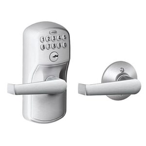 Schlage FE575 PLY 626 ELA Keypad Lever with Plymouth Trim and Elan Lever, Auto Lock, Satin Chrome