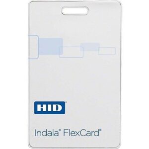 HID FPCRD-SSSMP-0000 125 kHz Clamshell type Proximity FlexCard with Indala Logo, Standard, Programmed, Low Frequency 125 kHz, Position 3/Embossed Side, Lower Right Slot Punch, Printable Matt Finish