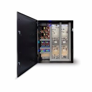 LifeSafety Power FPO150-B100C82D8PE4M/T8-A ProWire Unified Power, 4A/12V and 4A/24V, 16 AUX, Lock, E4M Enclosure