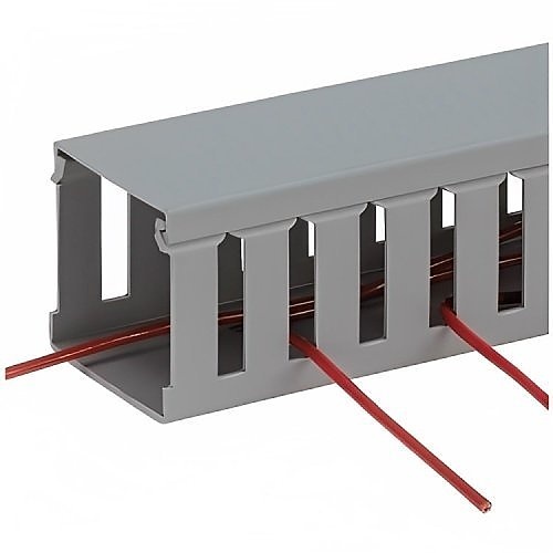 Panduit G4X4LG6 Panduct PVC Wide Slot Wiring Duct, Mounting Holes 4"x 4", 6' Long, Light Gray