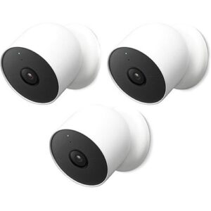 Google Nest Cam Battery Pro, Indoor/Outdoor Battery Powered Network Camera, 3-Pack, White (GA02077-US)