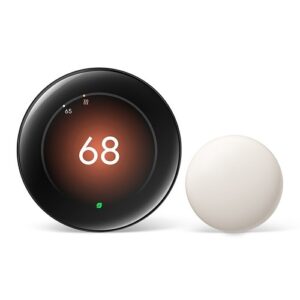 Google Nest Learning Thermostat (4th Gen) with Nest Temperature Sensor (2nd Gen), Polished Obsidian (GA05169-US)