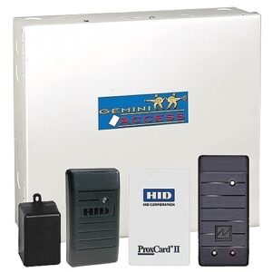 Napco GEM-1DKITA Gemini Series Access Panel HID Type Kit with GEM-PROX Module, Power Supply, GEM-H1326 HID Reader and 25-HID Access Prox Cards