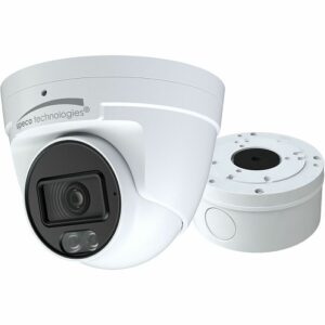 Speco H2AT2 2MP HD-TVI Turret Camera, Built in Microphone, White Light Intensifier, 2.8mm Fixed Lens, White Housing