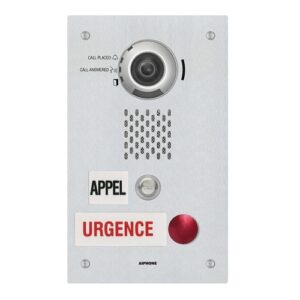 Aiphone IX-DVF-2RA-FR IX Series IP Video Emergency Station with Call Buttons in French, SIP Compatible, Flush Mount, Vandal Resistant, Stainless Steel