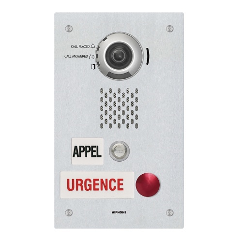 Aiphone IX-DVF-2RA-FR IX Series IP Video Emergency Station with Call Buttons in French, SIP Compatible, Flush Mount, Vandal Resistant, Stainless Steel