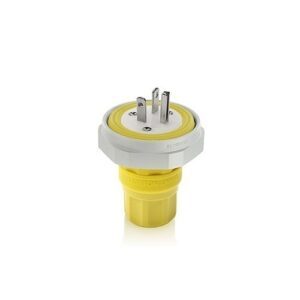 Leviton LNR80-3Y Power Plug, NEMA 5-20P, 20 Amp, 125 Volt, 2 Poles, 3 Wires, Ground Connection, Yellow