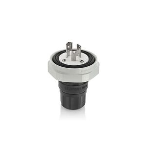 Leviton LNR80-5E 15A Rhino-Hide Locking Plug, Industrial Grade, Black