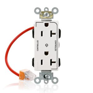 Leviton M1636-2SW Lev-Lok Decora Plus Duplex Receptacle / Outlet, Industrial Grade, Self-Grounding, 20A, White
