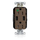 Leviton M56AA-HG Power Plug, 15A LEV-LOK USB TR HG Outlet TYPE A-A