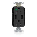 Leviton M56AA-HGE Power Plug, 15A LEV-LOK USB TR HG Outlet TYPE A-A