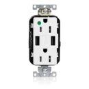 Leviton M56AA-HGW Power Plug, 15A LEV-LOK USB