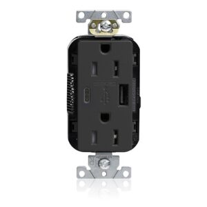 Leviton M56AC-E 15A Lev-Lok USB Tamper-Resistant Outlet Type A-C