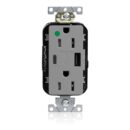 Leviton M56AC-HGG Lev-Lok USB Combination Duplex Receptacle/Outlet, Tamper-Resistant, Type A-C