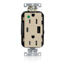 Leviton M56AC-HGI Lev-Lok USB Combination Duplex Receptacle/Outlet, Tamper-Resistant, Type A-C