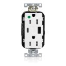 Leviton M56AC-HGW Lev-Lok USB Combination Duplex Receptacle/Outlet, Tamper-Resistant, Type A-C