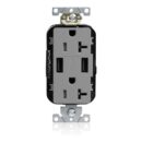 Leviton M58AA-GY 20A Lev-Lok USB Tamper-Resistant Outlet Type -A