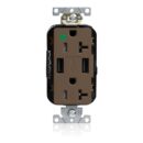 Leviton M58AA-HG Lev-Lok Tamper-Resistant USB Receptacle, Type A/A, 20A, 125V, Hospital Grade, Brown