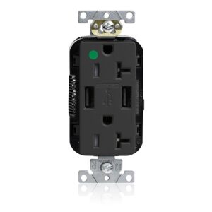 Leviton M58AA-HGE Lev-Lok Tamper-Resistant USB Receptacle, Type A/A, 20A, 125V, Hospital Grade, Black
