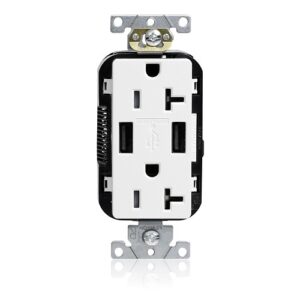 Leviton M58AA-W 20A Lev-Lok USB Tamper-Resistant Outlet Type -A